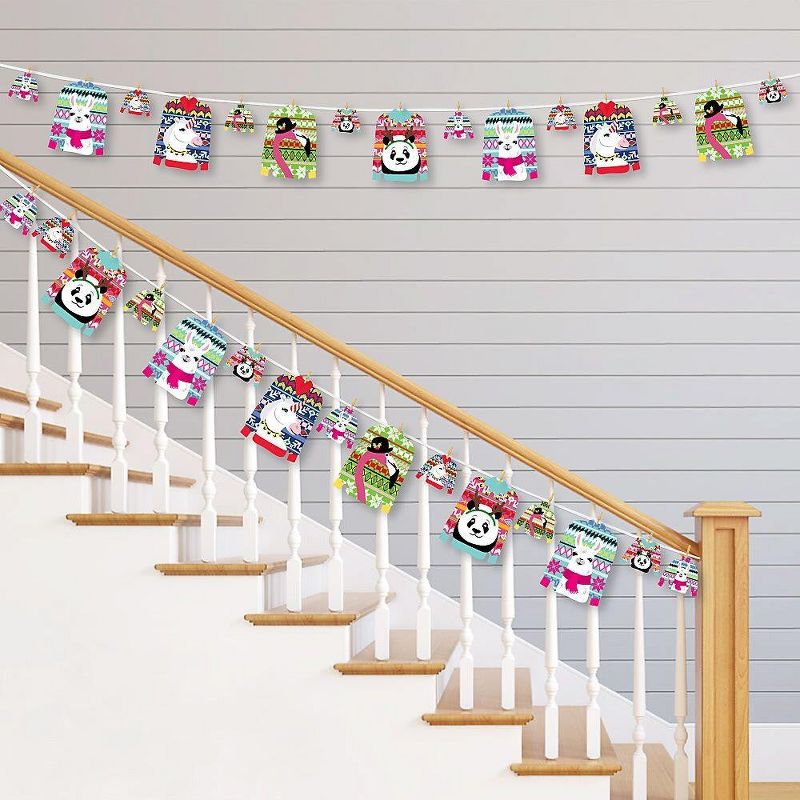 Big Dot of Happiness Wild and Ugly Sweater Party - Holiday and Christmas Animals Party DIY Decorations - Clothespin Garland Banner - 44 Pc, 2 of 7