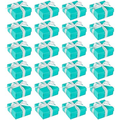 Blue Panda 24 Pack Wedding Favor Boxes, Small Turquoise Candy Treat Gift Box for Bridal Shower Engagement Party