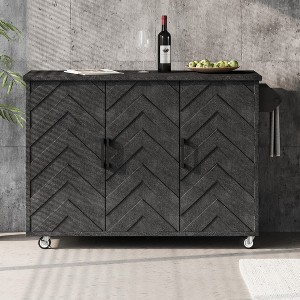 Rolling Kitchen Island, with Spice Rack, Towel Rack, Open Side Racks, Power Outlet and Storage Drawers, Multiple Design Styles and Color Combinations - 1 of 4