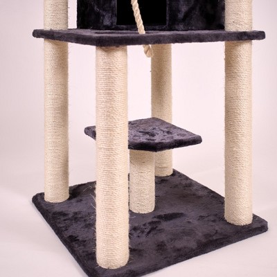 82-Inch Dark Gray Multi-Level Cat Tree with Sisal Posts