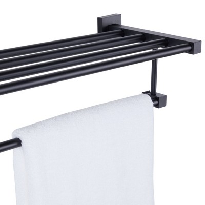 Matte Black 24-Inch Wall Mounted Bathroom Towel Rack