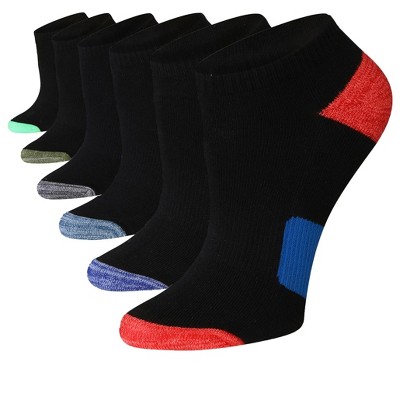 Tipi Toe Women's 6 Pack Cushioned Comfort Running Solid Black Toe Heel Multi Contrast Walking Socks Women