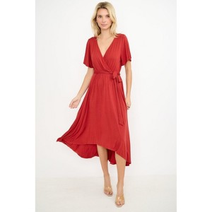 WEST K Women's Georgia Knee-length Faxu Wrap Knit Dress - 1 of 4