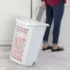 Wheeled Hamper, Plastic Laundry Hamper with Handle for Easy Transport, White - 2 of 3