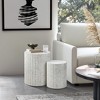 LuxenHome 2-Piece White with Gray Flecks Manufactured Wood Nesting Side Table Set - 3 of 4