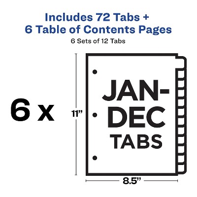 Multicolor Paper A-Z Tabbed Dividers with Perforation