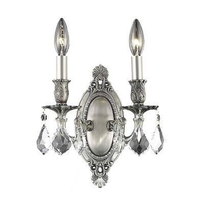 Elegant Lighting Rosalia 2 light Pewter Wall Sconce Clear Royal Cut Crystal