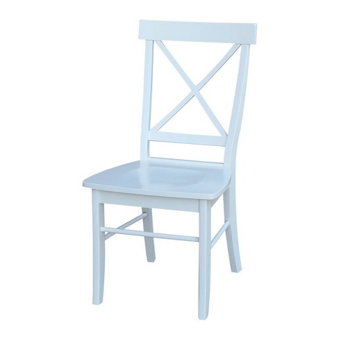 Set Of 2 X Back Chairs With Solid Wood Seats White - International 