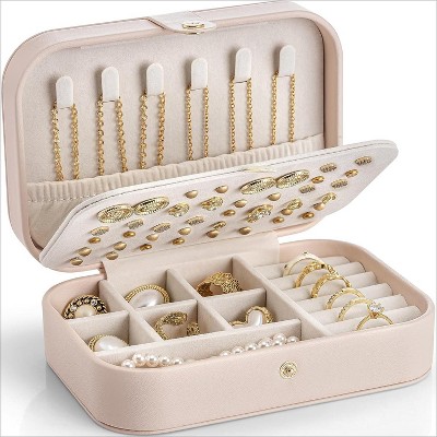Travel Jewelry Case, PU Leather Small Mini Jewelry Box for Rings, Necklaces, Bracelet