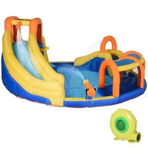 Outsunny 6-in-1 Inflatable Water Slide Kids Bounce House Jumping Castle Includes Slide Basket Pool Climbing Wall Tunnel with Carry Bag - 1 of 4