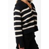Women's Drama Collar Stripe Sweater - OLIVACEOUS - 3 of 4
