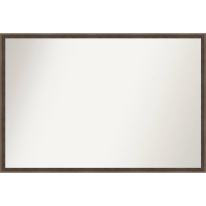 37" x 25" Non-Beveled Hardwood Wedge Wood Bathroom Wall Mirror Mocha Brown - Amanti Art: Rectangle, Wall Mount, Wood Frame - 1 of 4