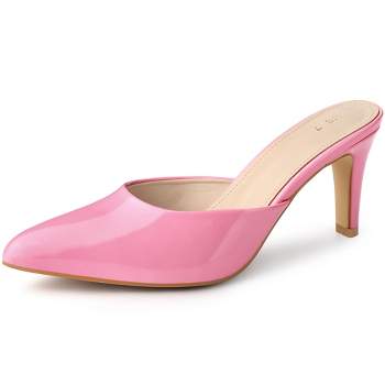 Allegra K Women's Casual Office Pointed Toe Slip-On Stiletto Slide Mules Heels