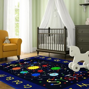 Solar System Kids Area Rug , Outer Space Rug , Ultra Soft Low Plush Cosmic Planet Theme Kids Play Mat , Non-Slip , Classroom/Bedroom/Playroom - 1 of 4
