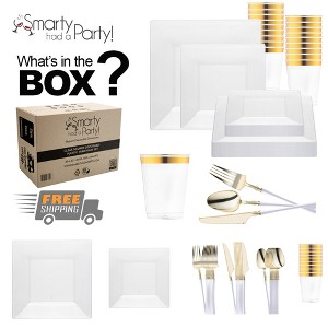 Smarty Had A Party Clear Square Plastic Tableware Set - 120 Sets - 1 of 4