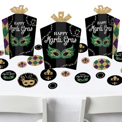 Big Dot of Happiness Mardi Gras - Mask Decorations DIY Masquerade Party  Essentials - Set of 20