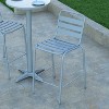 Emma and Oliver Silver Metal Bar Height Stool with Triple Slatted Back for Indoor and Outdoor Use - 4 of 4