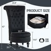 Bosmiller High Back Throne Royal Chair, Armless Accent with Storage, Nailhead Trim, Solid Rubberwood Legs for Living Room Bedroom - 3 of 4