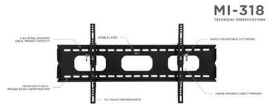 Black Steel Low-Profile Tilting TV Wall Mount for 42-90 inch Screens