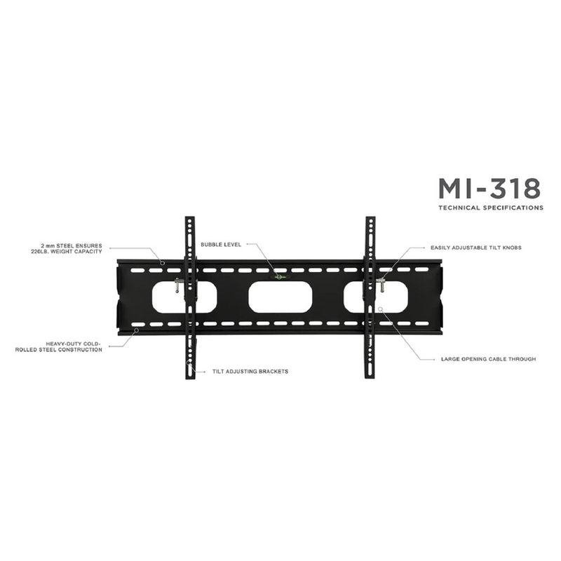 Mount-It! Low-Profile Tilting TV Mount | Flush Mount TV Bracket Wide | Ultra-Thin TV Mount with Tilt for 42-70 in. Screen TVs | 220 lbs. Capacity, 2 of 9