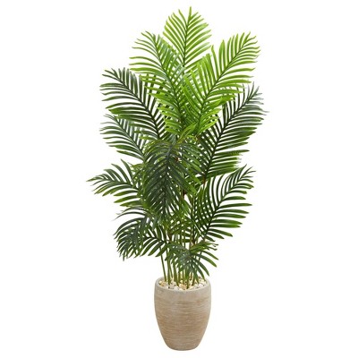 Nearly Natural 5-ft Paradise Palm Artificial Tree in Sand Colored Planter