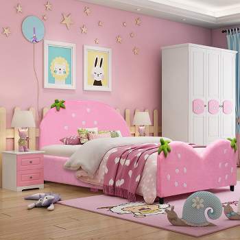 Costway Twin Size Kids Bed Toddler Upholstered Low Profile Bed Frame with  Panda Headboard 
