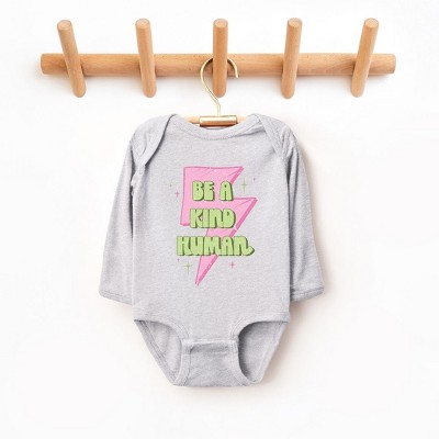 The Juniper Shop Be A Kind Human Lightning Bolt Baby Long Sleeve Bodysuit
