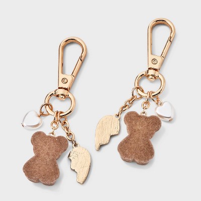 Брелоки Art Class Girls' BFF Teddy Bear Bag Charm with Broken Hearts 2ct - art class™ Brown — фото 2