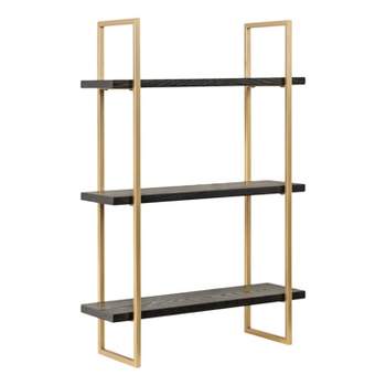 Kate & Laurel All Things Decor 20"x30" Leigh Wood and Metal Wall Shelf Black