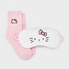 Women's Hello Kitty Embroidered Faux Fur 3pk Cozy Gift Set with Reusable Pouch, Cozy Socks and Eye Mask - Pink/White 4-10 - 2 of 4