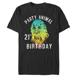 Men's Star Wars Chewie Party Animal 21st Birthday Color Portrait T-Shirt - 1 of 4