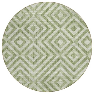 Green And Beige Geometric Washable Indoor Outdoor Area Rug