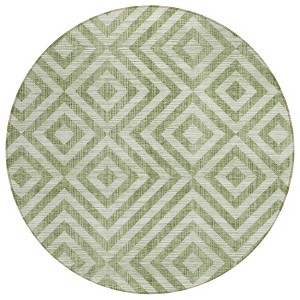 Green And Beige Geometric Washable Indoor Outdoor Area Rug - 1 of 4