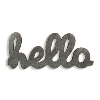 Cheung's Elsie Metal hello Galvanized Wall Sign