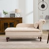 HYLEORY Storage Chaise Lounge, Modern Button Tufted Velvet Upholstered Leisure Accent Chair with Solid Wood Legs & Lumbar Pillow (right Armrest) - image 2 of 4