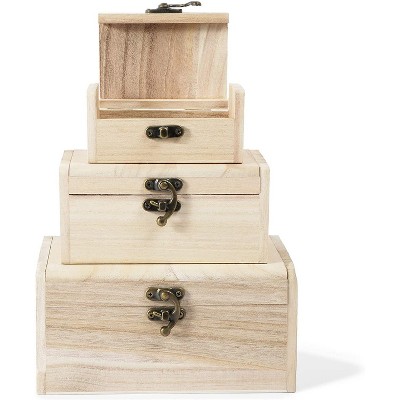 Unfinished Wood Box Set with Lid, Jewelry Organizers (3 Sizes)