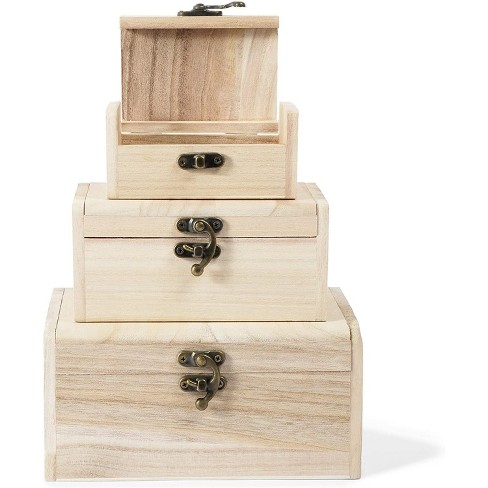 Unfinished Wood Craft Box Jewelry Organizer and Storage Hexagon Unfinished Wood with Clasp LoveinDIY Wooden Jewelry Box