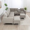 Aortzio 129.14"W L-Shaped Sectional Sofa,Indoor Furniture Convertible Modular Corduroy Sectional Sofa Set with 2 Ottomans for Living Room - 3 of 4
