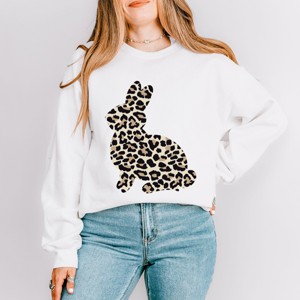 Simply Sage Market Leopard Bunny Sweatshirt - XL - White - 1 of 4