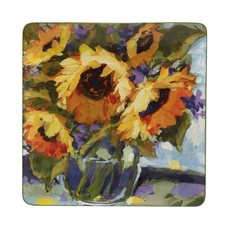 12.5&#34; Sunflower Bouquet Square Serving Platter - Certified International, 1 of 4