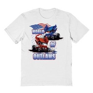 Woo Men's World Of Outlaws American Flag Short Sleeve Graphic Cotton T-Shirt - White XXL - 1 of 4