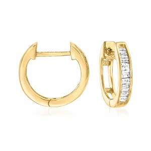 Ross-Simons 0.10 ct. t.w. Diamond Huggie Hoop Earrings in 18kt Gold Over Sterling - 1 of 4