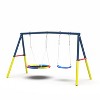 Okak Swing Set with Heavy-Duty A-Frame, Kids Swing with 1 Saucer Swing Seat & 1 Belt Swings Seat/Slide, Outdoor Swing for Boys and Girls - 2 of 4