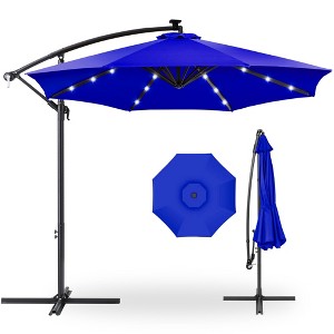 Best Choice Products 10ft Solar LED Offset Hanging Outdoor Market Patio Umbrella w/ Adjustable Tilt - 1 of 4