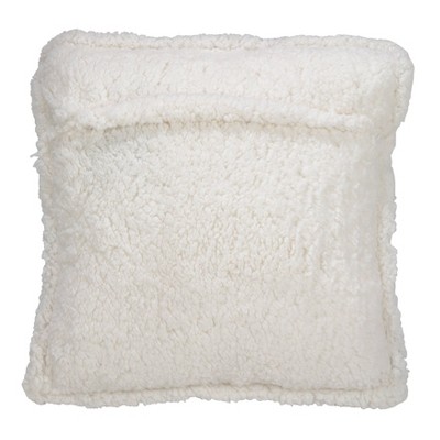 18" Champagne Sequin Sherpa Trim Square Throw Pillow