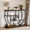 Console Table for Entryway, 4 Tier Rustic Hallway Table with Storage & Semi-Circular Metal Frame, Narrow Foyer Furniture - 2 of 4