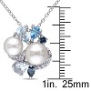 EVERLY JEWELRY | Sterling Silver London, Swiss and Sky Blue Topaz and Created White Sapphire and White Pearl Cluster Pendant - 3 of 4