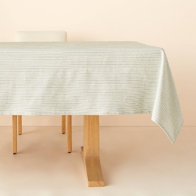 60"x84" Textured Stripe Rectangular Woven Tablecloth Sage Green - Hearth & Hand™ with Magnolia