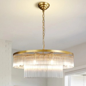 31.5" 2-Tier Round Cylinder Glass Chandeliers - 1 of 4