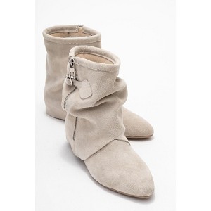Noar - Beige Genuine Leather Ruched Zip Boot (Women) | Forever & Always Shoes - 1 of 4